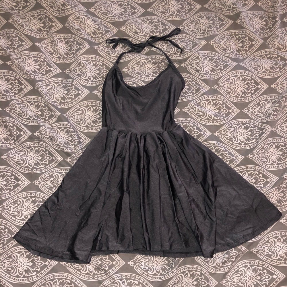 Metallic Gray Skater Dress